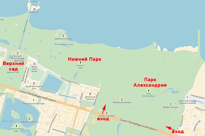 Карта Александрия Петергоф