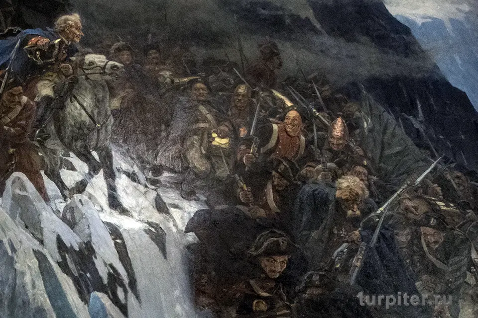 картина в Русском музее Переход Суворова через Альпы