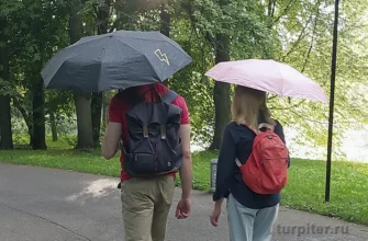 парень и девушка попали под дождь