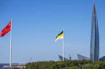флаги в парке 300-летия Петербурга
