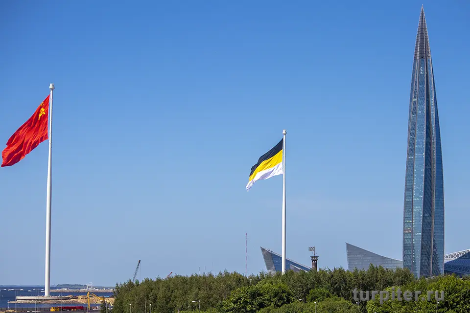 флаги в парке 300-летия Петербурга
