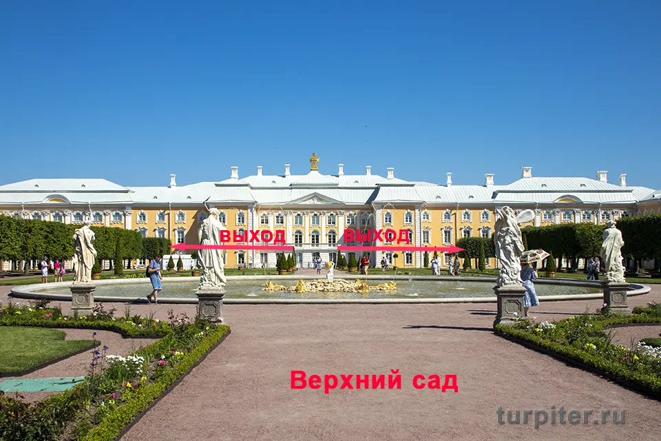 Выход из Верхнего сада к кассам Нижнего парка Петергофа