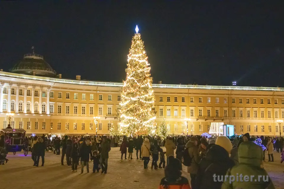 новогодняя елка на Дворцовой площади в Петербурге